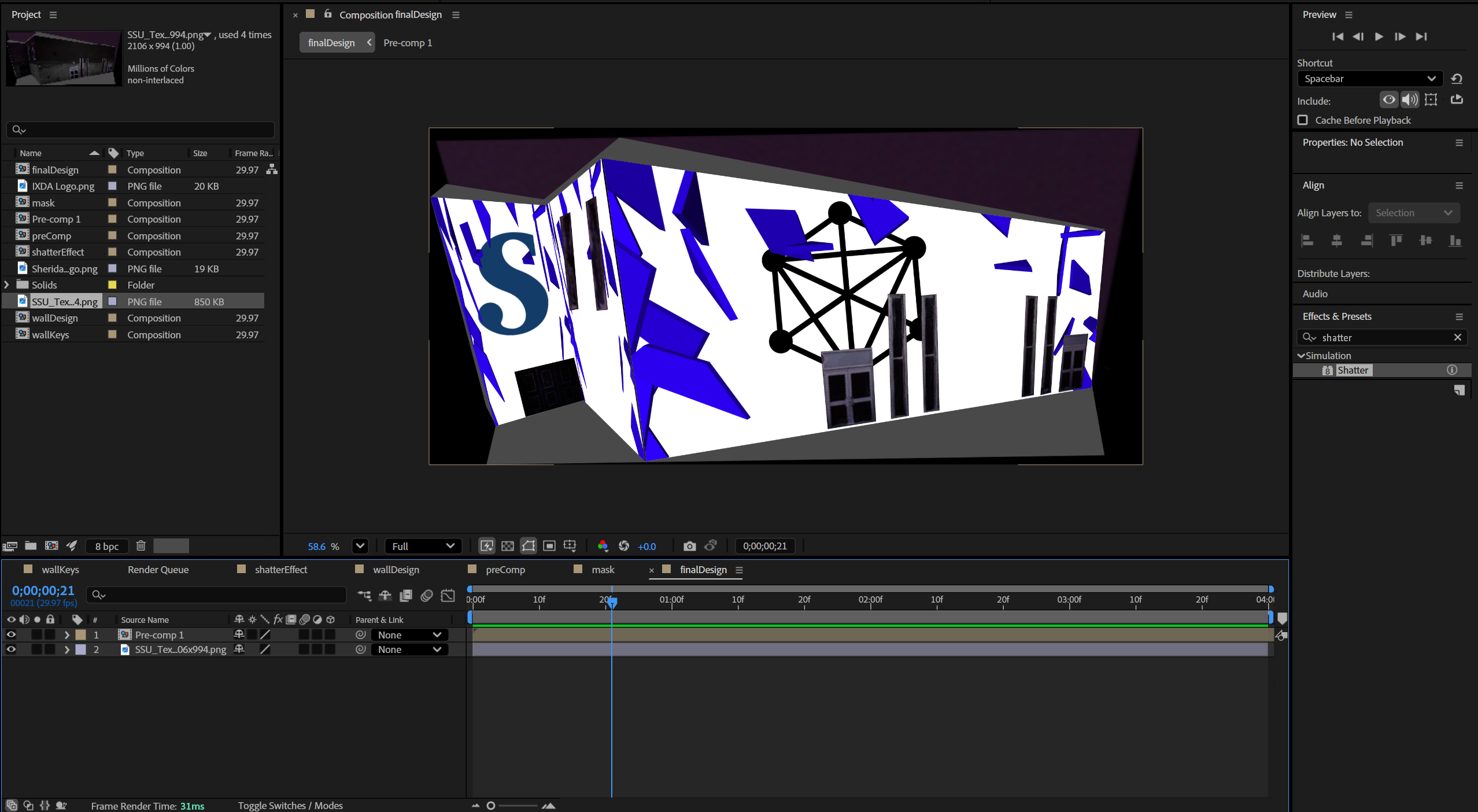 Projection mapping animation middle